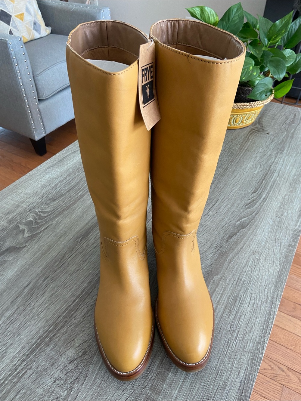 Frye Tall Leather Boots in Mustard Yellow - Picture 3 of 11